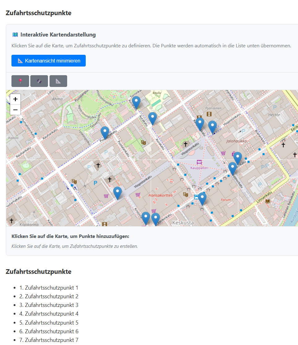 ViaGuardium: Zufahrtsschutzpunkte per Drag & Drop auf der Karte platzieren